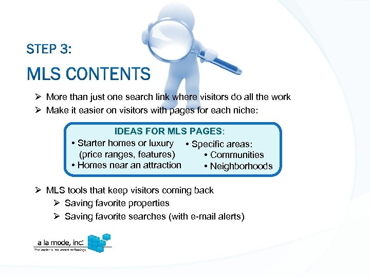 Ø More than just one search link where visitors do all the work Ø