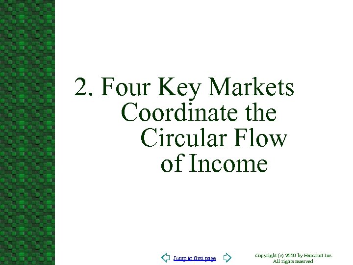 2. Four Key Markets Coordinate the Circular Flow of Income Jump to first page