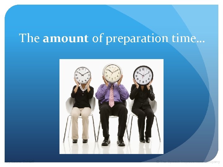 The amount of preparation time… By Laurie Schloff © The Speech Improvement Company 