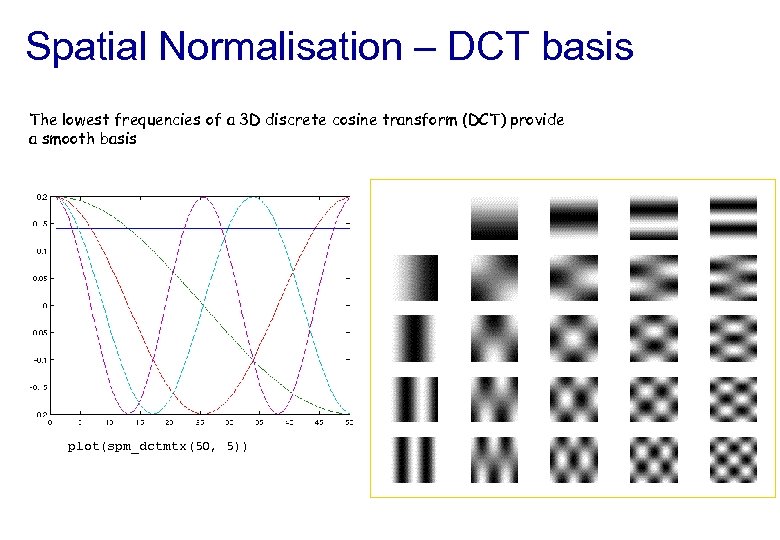 Spatial Normalisation – DCT basis The lowest frequencies of a 3 D discrete cosine
