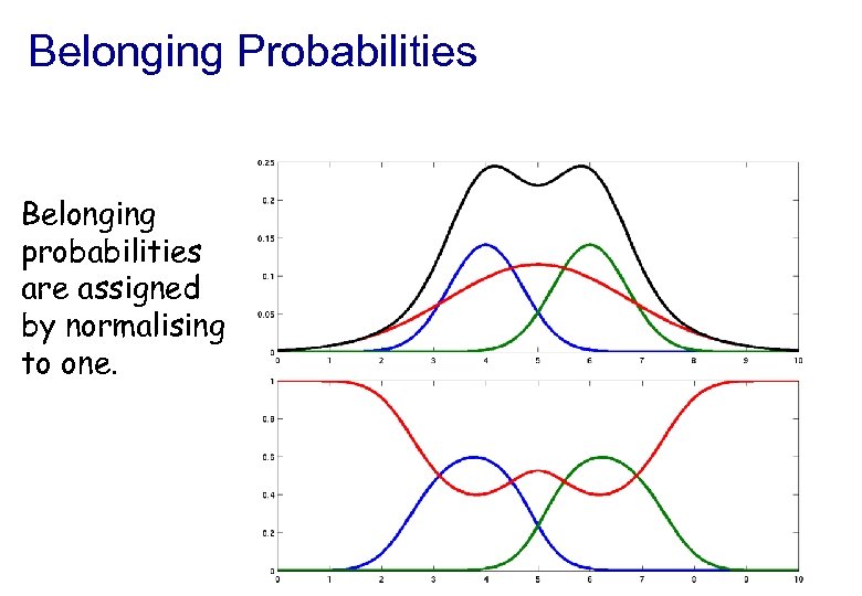 Belonging Probabilities Belonging probabilities are assigned by normalising to one. 
