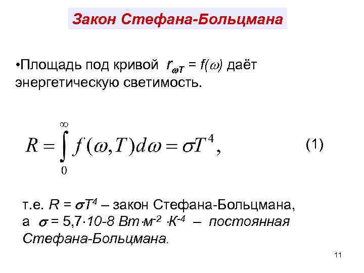 Закон стефана больцмана презентация