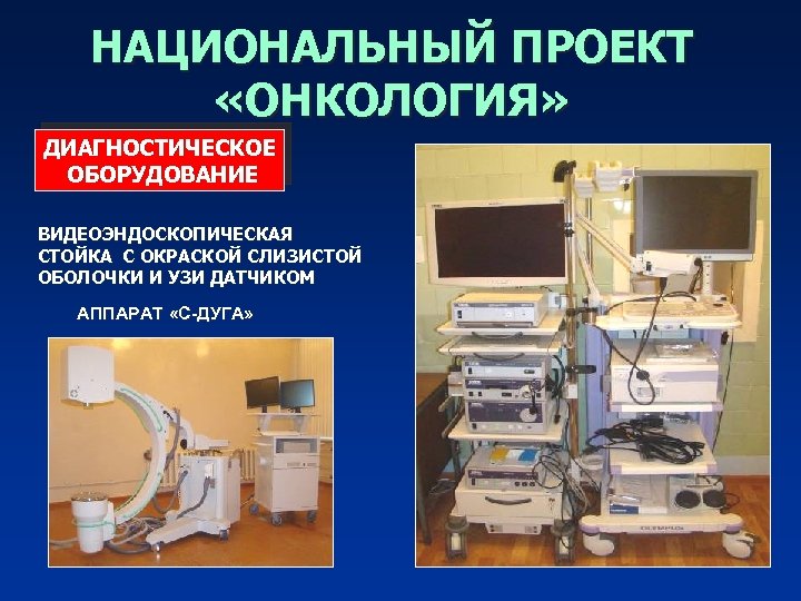 НАЦИОНАЛЬНЫЙ ПРОЕКТ «ОНКОЛОГИЯ» ДИАГНОСТИЧЕСКОЕ ОБОРУДОВАНИЕ ВИДЕОЭНДОСКОПИЧЕСКАЯ СТОЙКА С ОКРАСКОЙ СЛИЗИСТОЙ ОБОЛОЧКИ И УЗИ ДАТЧИКОМ