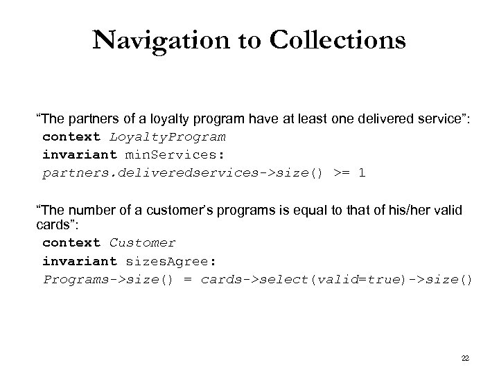 Navigation to Collections “The partners of a loyalty program have at least one delivered