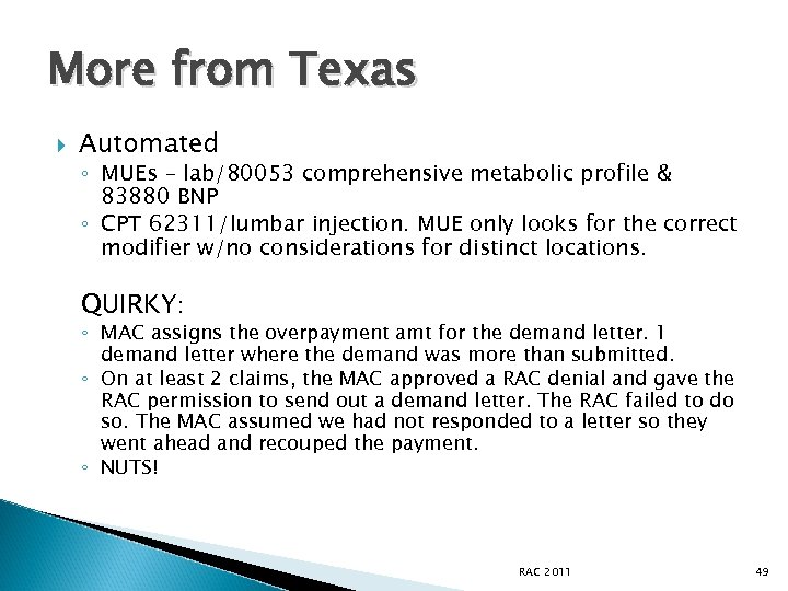 More from Texas Automated ◦ MUEs – lab/80053 comprehensive metabolic profile & 83880 BNP