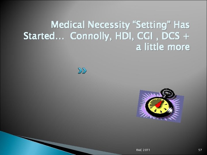 Medical Necessity “Setting” Has Started… Connolly, HDI, CGI , DCS + a little more