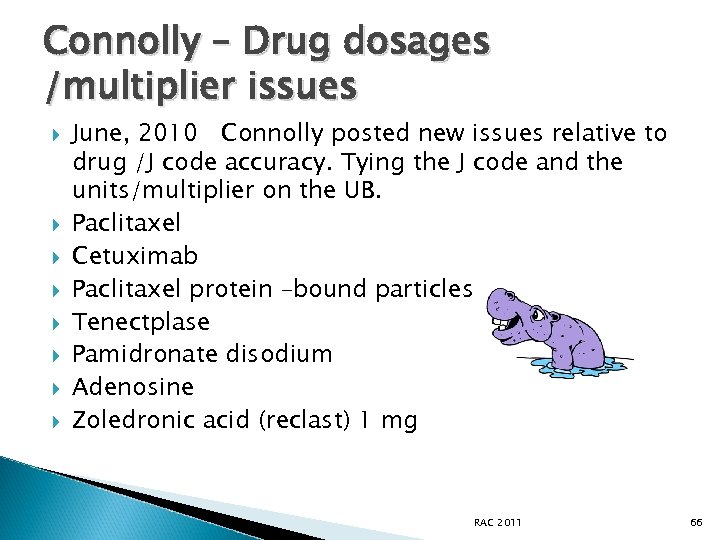 Connolly – Drug dosages /multiplier issues June, 2010 Connolly posted new issues relative to