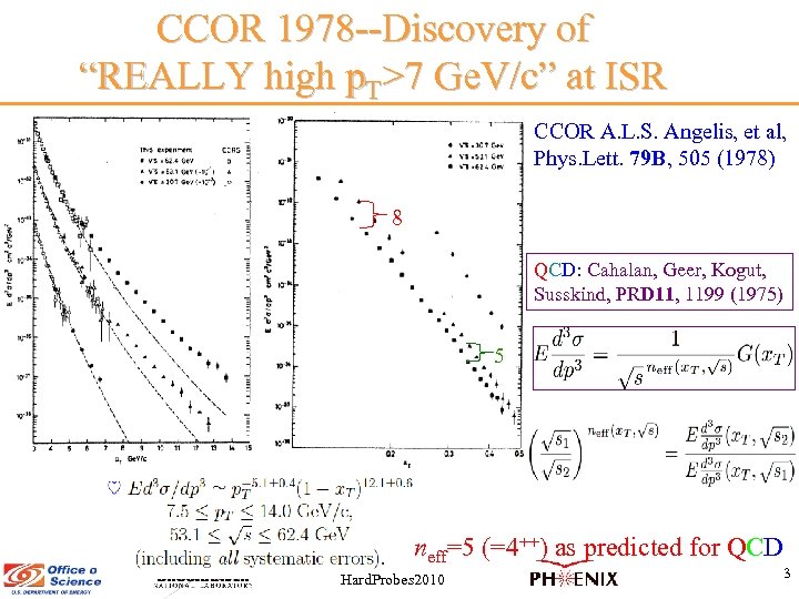 CCOR 1978 --Discovery of “REALLY high p. T>7 Ge. V/c” at ISR CCOR A.