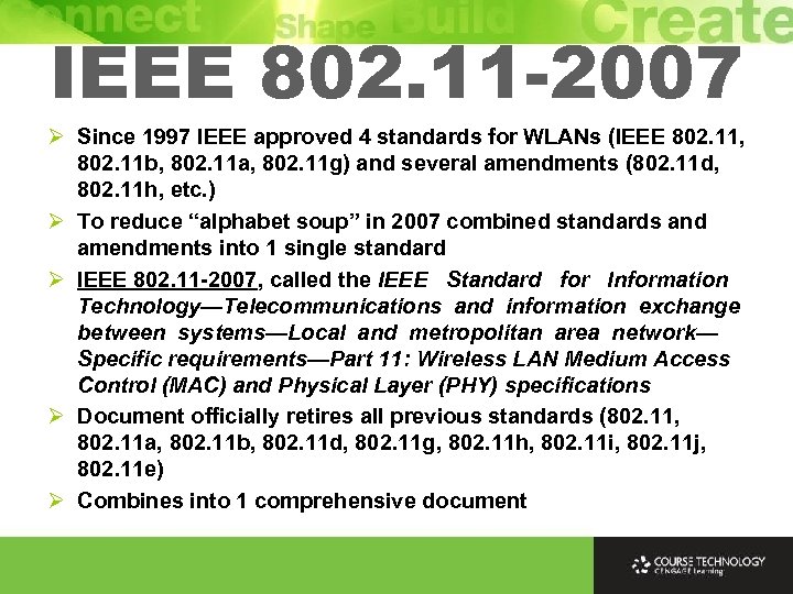 IEEE 802. 11 -2007 Ø Since 1997 IEEE approved 4 standards for WLANs (IEEE