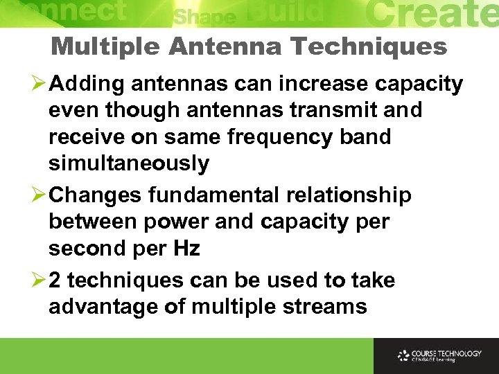 Multiple Antenna Techniques Ø Adding antennas can increase capacity even though antennas transmit and