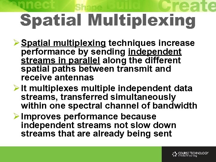 Spatial Multiplexing Ø Spatial multiplexing techniques increase performance by sending independent streams in parallel