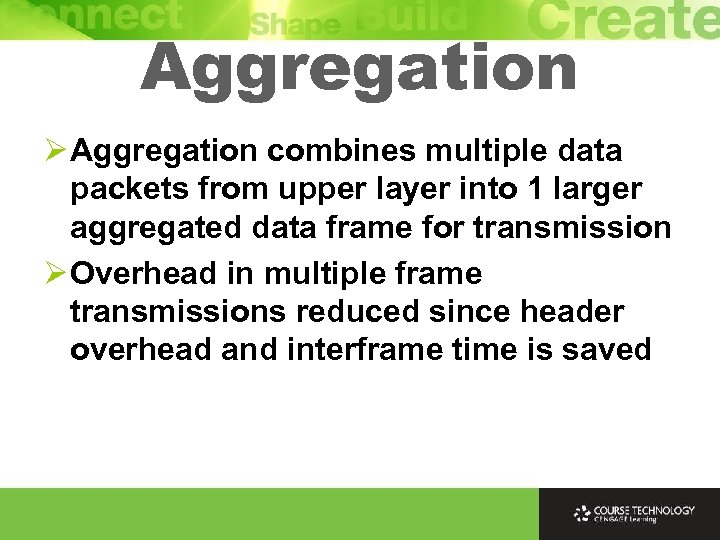 Aggregation Ø Aggregation combines multiple data packets from upper layer into 1 larger aggregated