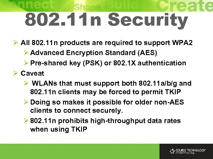 802. 11 n Security Ø All 802. 11 n products are required to support