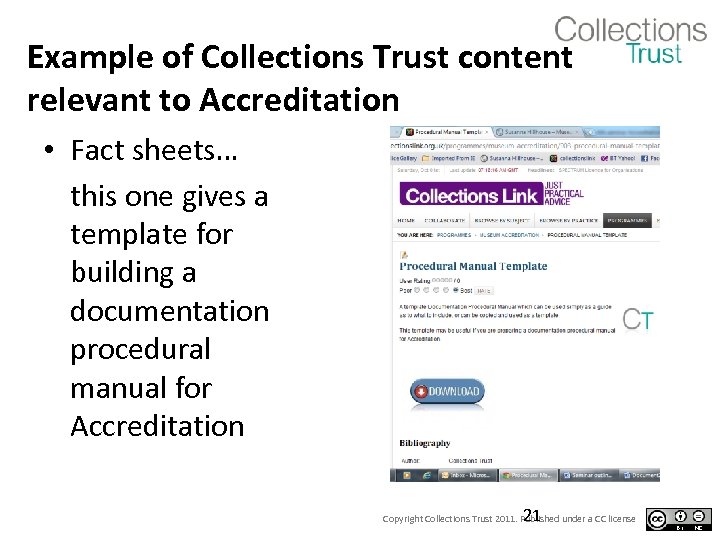 Example of Collections Trust content relevant to Accreditation • Fact sheets… this one gives