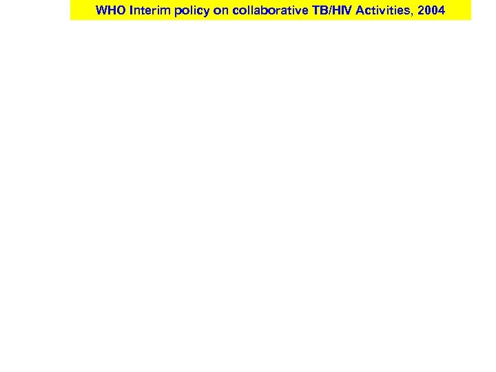 WHO Interim policy on collaborative TB/HIV Activities, 2004 