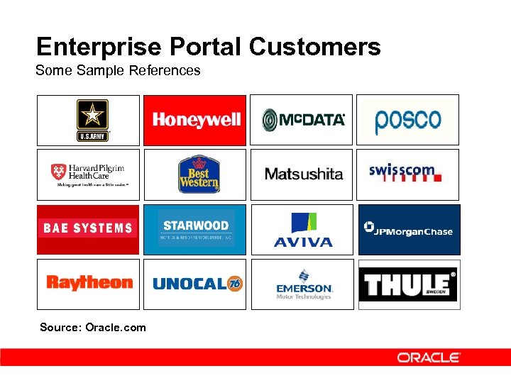 Enterprise Portal Customers Some Sample References Source: Oracle. com 