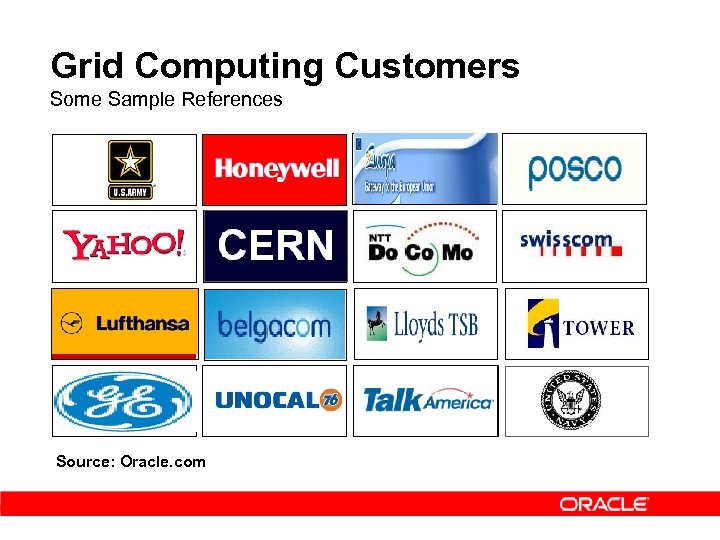 Grid Computing Customers Some Sample References Source: Oracle. com 