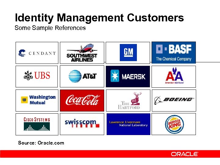 Identity Management Customers Some Sample References Source: Oracle. com 