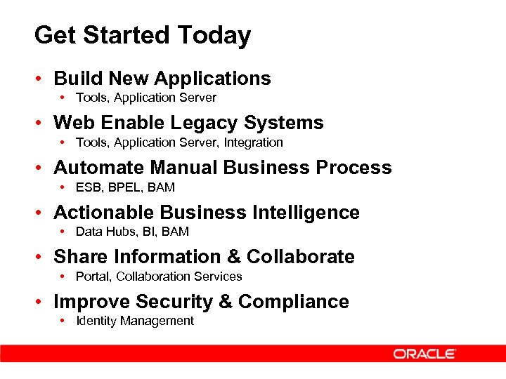 Get Started Today • Build New Applications • Tools, Application Server • Web Enable