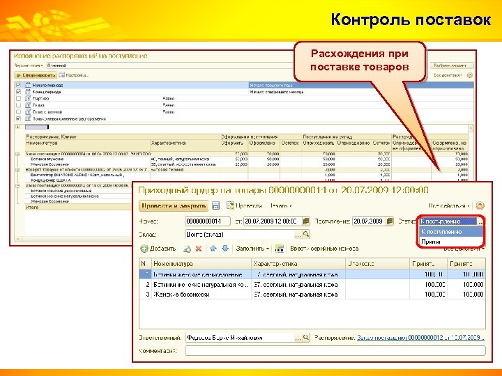 Контроль поставок Расхождения при поставке товаров 