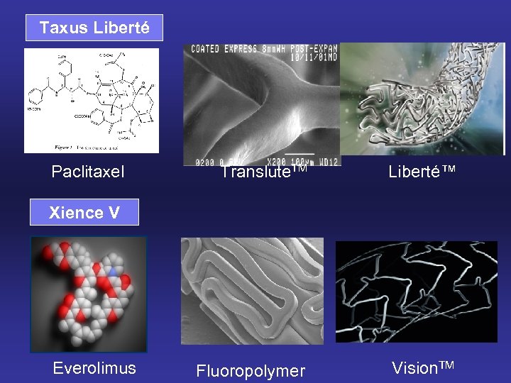 Taxus Liberté Paclitaxel Translute. TM Liberté™ Fluoropolymer Vision. TM Xience V Everolimus 