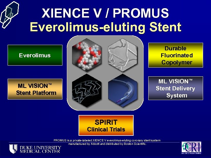 XIENCE V / PROMUS Everolimus-eluting Stent Everolimus Durable Fluorinated Copolymer ML VISION™ Stent Platform