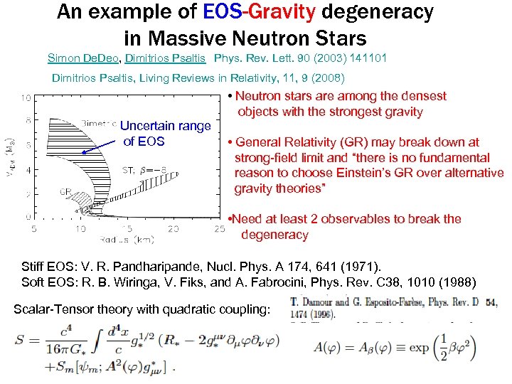 An example of EOS-Gravity degeneracy in Massive Neutron Stars Simon De. Deo, Dimitrios Psaltis