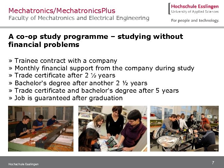 Mechatronics/Mechatronics. Plus Faculty of Mechatronics and Electrical Engineering A co-op study programme – studying
