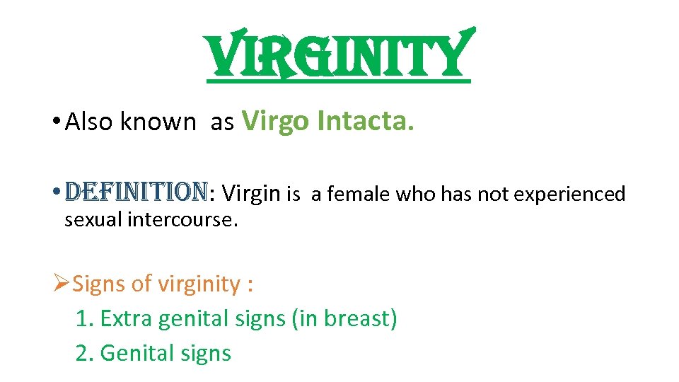 Definition non virgin Is it