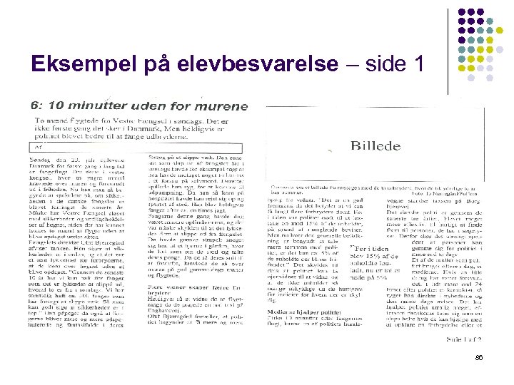 Eksempel på elevbesvarelse – side 1 86 
