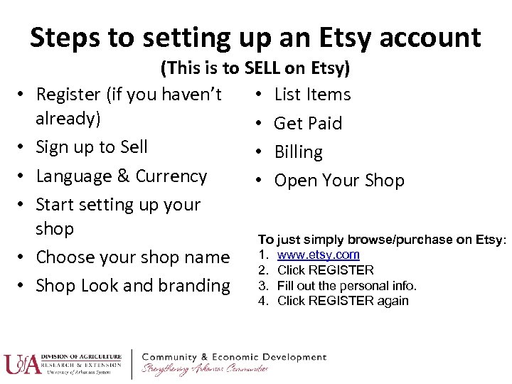 Steps to setting up an Etsy account • • • (This is to SELL