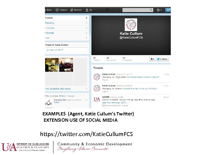 EXAMPLES (Agent, Katie Cullum’s Twitter) EXTENSION USE OF SOCIAL MEDIA https: //twitter. com/Katie. Cullum.
