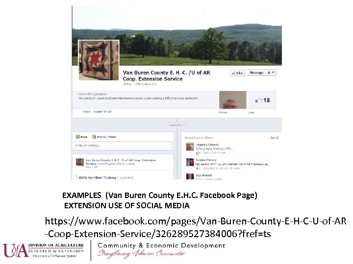 EXAMPLES (Van Buren County E. H. C. Facebook Page) EXTENSION USE OF SOCIAL MEDIA