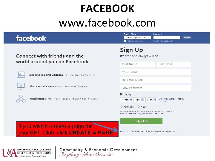 FACEBOOK www. facebook. com If you wish to create a page for your EHC