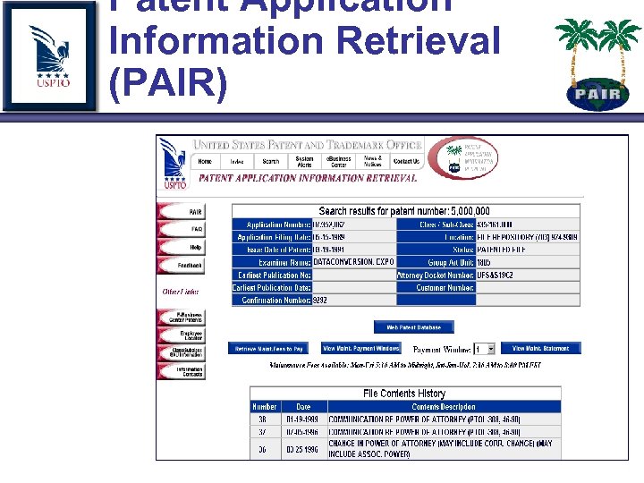 Patent Application Information Retrieval (PAIR) 