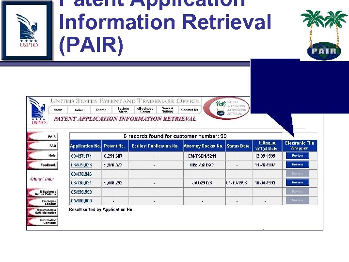 Patent Application Information Retrieval (PAIR) 