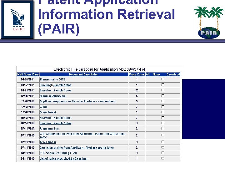 Patent Application Information Retrieval (PAIR) 