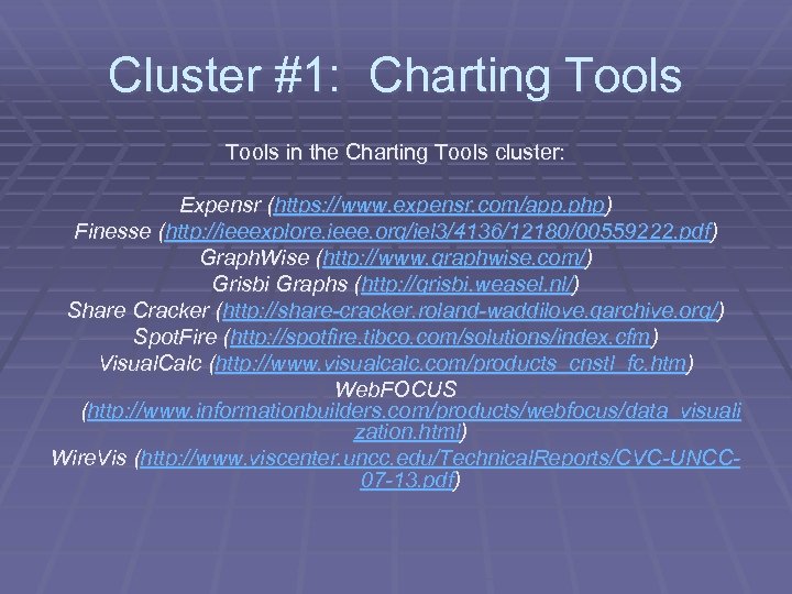 Cluster #1: Charting Tools in the Charting Tools cluster: Expensr (https: //www. expensr. com/app.