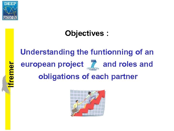 Objectives : lfremer Understanding the funtionning of an european project and roles and obligations