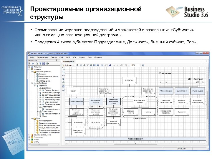 Проектирование организационной структуры • Формирование иерархии подразделений и должностей в справочнике «Субъекты» или с