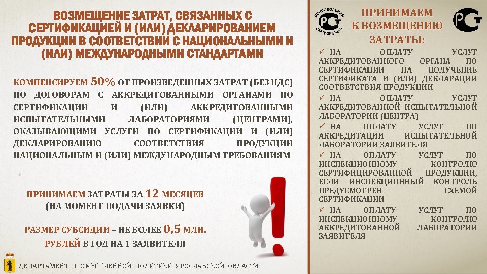 ВОЗМЕЩЕНИЕ ЗАТРАТ, СВЯЗАННЫХ С СЕРТИФИКАЦИЕЙ И (ИЛИ) ДЕКЛАРИРОВАНИЕМ ПРОДУКЦИИ В СООТВЕТСТВИИ С НАЦИОНАЛЬНЫМИ И