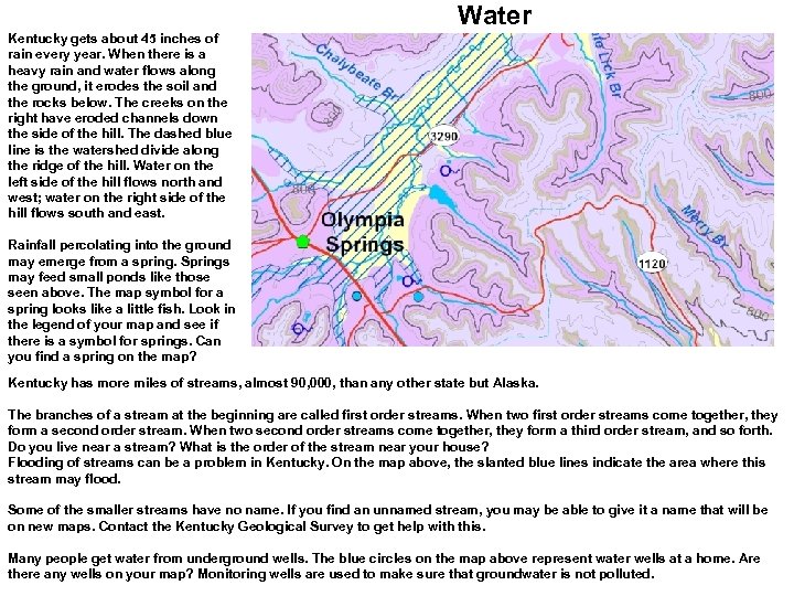 Water Kentucky gets about 45 inches of rain every year. When there is a