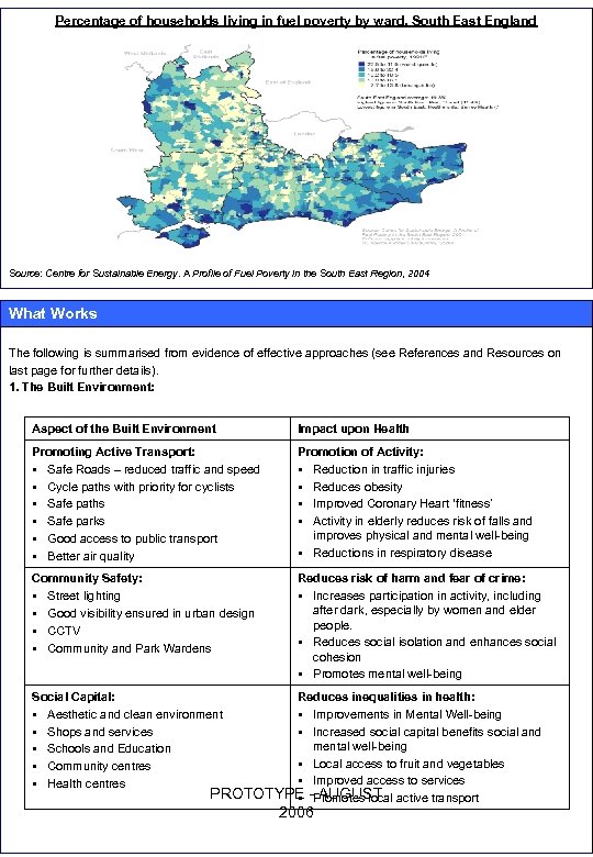 Percentage of households living in fuel poverty by ward, South East England Source: Centre