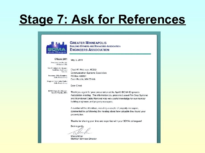 Stage 7: Ask for References 