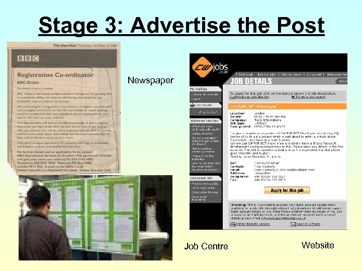 Stage 3: Advertise the Post Newspaper Job Centre Website 