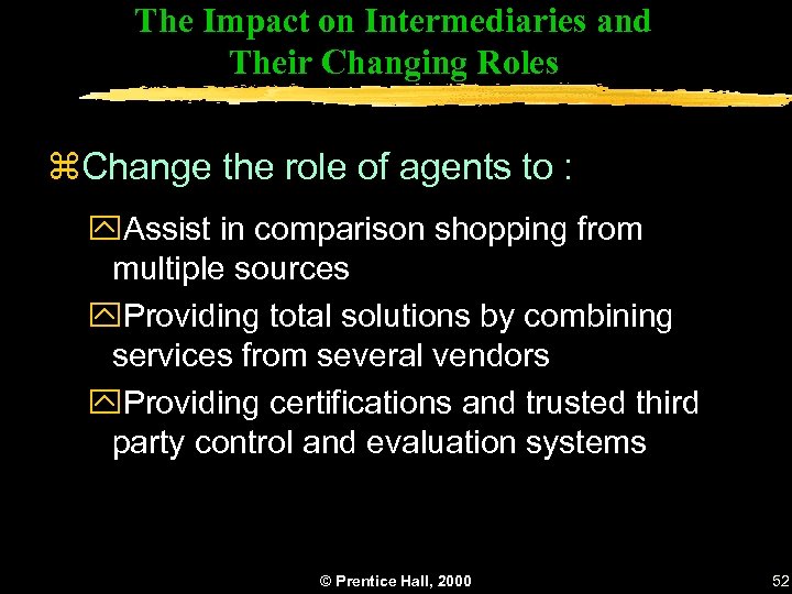The Impact on Intermediaries and Their Changing Roles z. Change the role of agents