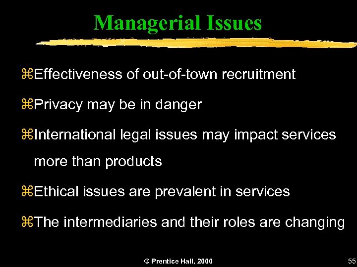 Managerial Issues z. Effectiveness of out-of-town recruitment z. Privacy may be in danger z.