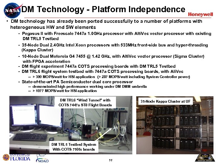 DM Technology - Platform Independence • DM technology has already been ported successfully to