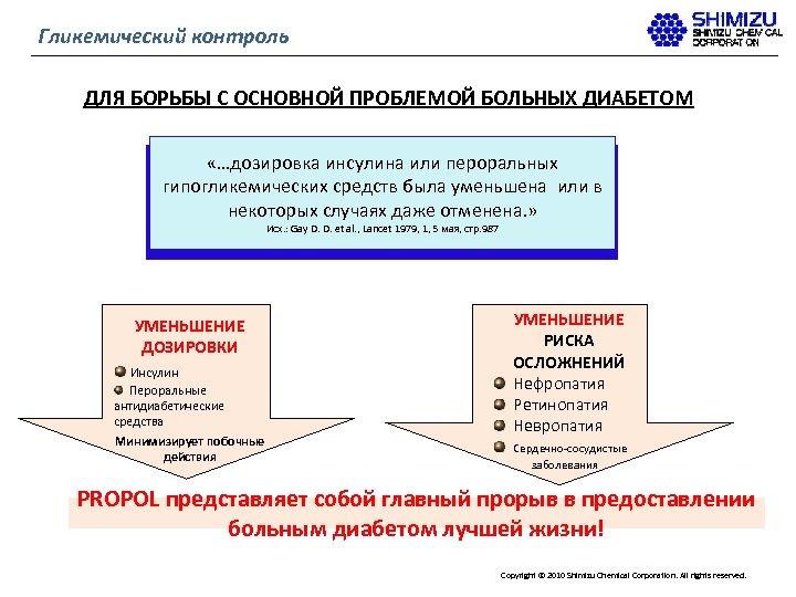 Гликемический контроль ДЛЯ БОРЬБЫ С ОСНОВНОЙ ПРОБЛЕМОЙ БОЛЬНЫХ ДИАБЕТОМ «…дозировка инсулина или пероральных гипогликемических