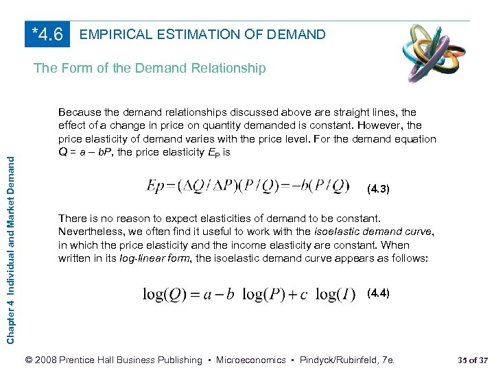 *4. 6 EMPIRICAL ESTIMATION OF DEMAND Chapter 4 Individual and Market Demand The Form